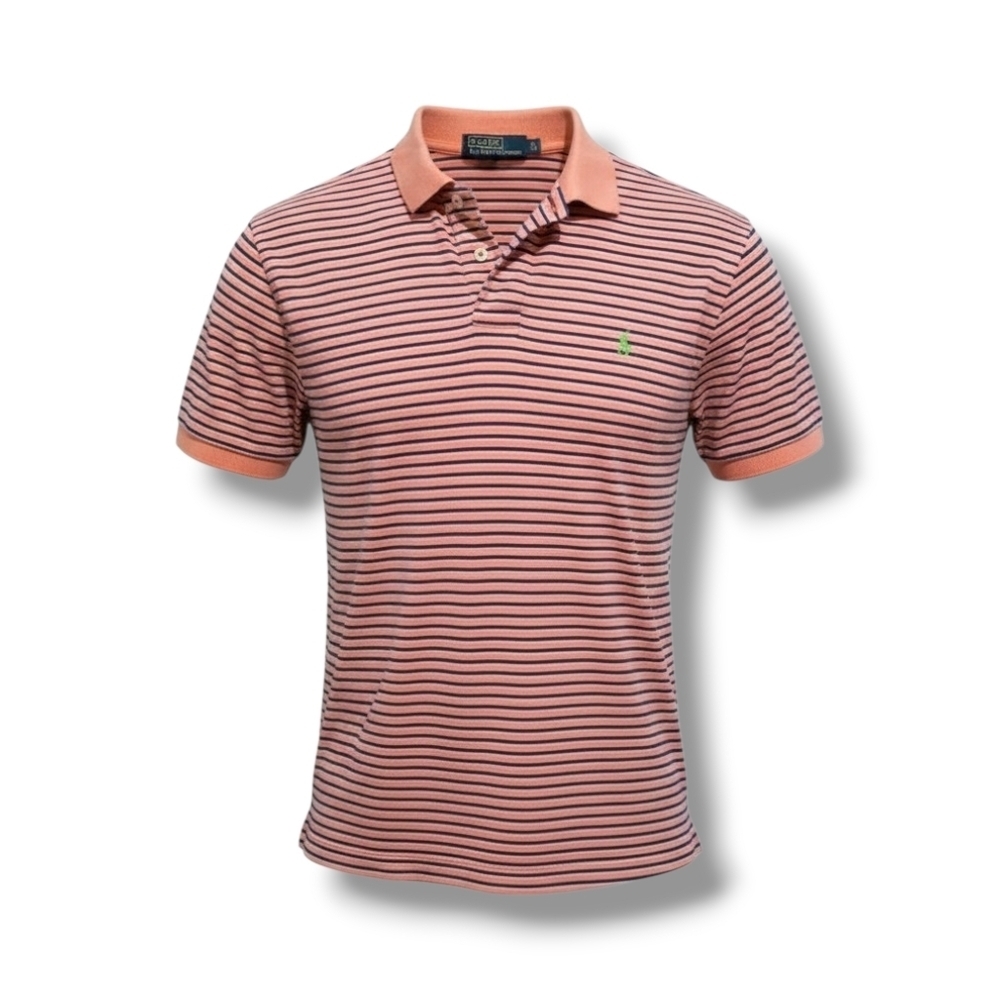 Polo by Ralph Lauren men's orange Striped short sleeves polo shirt - small​